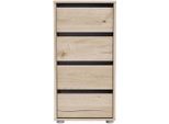 Schubkastenkommode DEMEYERE GROUP, beige (dunkel eiche royal), B:40cm H:76,3cm T:39,6cm, Spanplatte, Sideboards, Schubkastenkommode