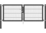 Zaundoppeltür ALBERTS "Flexo Plus", grau (anthrazit), B:200cm H:80cm, Stahl, Tore, Zaundoppeltür, verschiedene Abmessungen