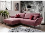 Ecksofa HOME AFFAIRE "Lazio modern und bequem, schmale Armlehnen, tolle Detailverarbeitung", lila (brombeere), B:286cm H:96cm T:178cm, 100% Polyester, Sofas, Ecksofa, inklusive Armlehnenverstellfunktion, 4x Zierkissen gratis