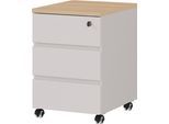 Rollcontainer GERMANIA "GW-Lissabon Rollcontainer", kaschmir, lindberg, eiche, nachbildung, B:41cm H:60cm T:50cm, Holzwerkstoff, Rollwagen, Rollcontainer, Selbsteinzug der Schubladen