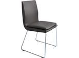 Esszimmerstuhl K+W KOMFORT & WOHNEN "Creso Lederstuhl", braun (schoko), B:50cm H:88cm T:55cm, Bronco: Nappaleder pigmentiert, Dickleder, 1, 3/1, 5mm, mit rustikal gekörnten Narbenbild, Stühle, Esszimmerstuhl, mit Sitzkissen und Rundrohrkufe in Edelstahloptik gebürstet