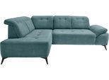 Ecksofa HOME AFFAIRE "Lazio modern und bequem, schmale Armlehnen, tolle Detailverarbeitung", silber, zierkissen silber, B:255cm H:94cm, 93% Polyester, 7% Polyamid, Sofas, Ecksofa, zwei verschiedene Fußfarben wählbar