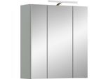 Spiegelschrank WELLTIME "MINTTU, Breite 60cm, inkl. Beleuchtung, 3 Spiegeltüren, 6 Einlegeböden", hellgrün, eiche hell nachbildung, B:60cm H:68cm T:19cm, FSC-zertifizierter Holzwerkstoff, Schränke, Spiegelschrank, Badmöbel, Spiegel, Badschrank, Bad