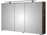 Spiegelschrank SAPHIR "3 Drehtüren einfach verspiegelt und 6 Glaseinlegeböden", eiche ribbeck quer nachbildung, B:120cm H:70,3cm T:14,9cm, Holzwerkstoff, Schränke, Spiegelschrank