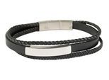 Edelstahlarmband ADELIA´S "Herren Armband aus Edelstahl" Gr. 19, schwarz (schwarz silber), Armbänder, Herren, 19, Edelstahl, Edelstahlarmband
