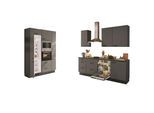 nobilia Küchenblock TOUCH - Lacklaminat schiefergrau - schwarz matt - Kühlschrank links - 230+150 cm