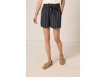 Shorts STREET ONE STUDIO, Damen, Gr. 38, schwarz, Stoff, 100% Viskose, gestreift, loose fit kurz, Hosen Shorts, High Waist