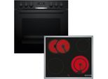 BOSCH Elektro-Herd-Set "HND611LS67", Energieeffizienz: A+, schwarz, Herdsets, Backwagen mit ausziehbarer Tür für bequemes Kochen & Backen, Elektro-Herd-Set
