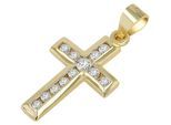 Kettenanhänger ADELIA´S "Damen Anhänger – Kreuzanhänger aus 925 Silber mit Zirkonia", gold, Schmuckanhänger, Damen, Silber 925 (Sterlingsilber), Kettenanhänger, Ideal als Geschenk für besondere Anlässe
