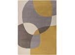 Wollteppich FLAIR RUGS "Glow, gemustert & modern", bunt (ocker), B:200cm H:8mm L:290cm, Wolle, Teppiche, fußbodenheizungsgeeignet, mit Hoch-Tief-Effekt