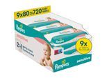 Pampers Sensitive Baby Wipes Vochtige Reinigings Doekjes voor Kinderen 9x80 st