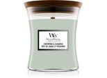 Woodwick Sagewood & Seagrass geurkaars met een houten lont 275 g