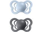 BIBS Couture Natural Rubber Size 1: 0+ months fopspeen Iron / Baby Blue 2 st