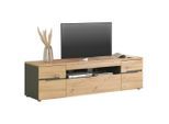 Carryhome Tv-Element, Graphit, Eiche Artisan, Kunststoff, 2 Fächer, 1 Schublade(n) Schubladen, 192x53x47 cm, Kabeldurchlass, Kleinmöbel