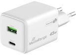 MediaRange Quick Charge Schnellladeadapter MRMA113-2, 45 W, Eurostecker, 1 x USB-C und 1 x USB-A, weiß
