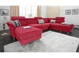Wohnlandschaft SIT & MORE "Avignon U-Form", rot, B:331cm H:97cm T:228cm, Flachgewebe (90% Polyester, 10% Polyamid);Luxus-Microfaser (100% Polyester);Struktur (100% Polyester), Sofas, Wohnlandschaft, wahlweise mit Bettfunktion und Stauraum, inklusive Kopfteilverstellung