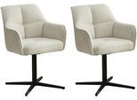 Esszimmerstuhl BYLIVING "MEXICO", beige, schwarz, B:65cm H:87cm T:67cm, Metall, Stoff, Stühle, Esszimmerstuhl, 360 drehbar, Taschenfederkern, Doppelte Aufpolsterung im Rücken