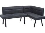 Eckbank BYLIVING "MONTREAL", grau (anthrazit, schwarz), B:181cm H:87cm T:56cm, Stahl, Stoff, Sitzbänke, Eckbank, Microfaser, bis 330 kg, Taschenfederkern, Ziernaht im Rücken