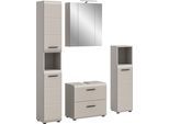 Badezimmer-Set WELLTIME, kaschmir, B:150cm H:185cm T:30cm, Holzwerkstoff, MDF, Kastenmöbel-Sets, Florenz, Badkombination 5-tlg.,Kaschmir,l inkl Beleuchtung