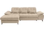 Ecksofa HOME AFFAIRE "Lazio modern und bequem, schmale Armlehnen, tolle Detailverarbeitung", beige, B:273cm T:189cm, 100% Polyester, Sofas, Ecksofa