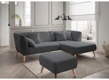 Ecksofa HOME AFFAIRE "Lazio modern und bequem, schmale Armlehnen, tolle Detailverarbeitung", grau (anthrazit), B:264cm H:80cm T:160cm, 100% Polyester, Sofas, Ecksofa, Holzfußfarbe wählbar, inkl. 4x Zierkissen