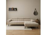 Ecksofa DOMO COLLECTION "Trento L-Form, mit Kufenfuß oder Einzelfuß", beige (creme), B:287cm H:79cm T:175cm, 100% Polyester, Sofas, Ecksofa, whlw. verstellbare Kopfteile, passend für gängige Saugroboter
