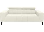 2-Sitzer DOMO COLLECTION "Cunelli, moderne Sitznähte als Designelement, fester Sitzkomfort", weiß, B:208cm H:79cm T:104cm, Lederlook;100% Polyurethan, Sofas, whlw. verstellbare Kopfteile, passend für gängige Saugroboter