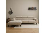 Ecksofa DOMO COLLECTION "Trento L-Form, mit Kufenfuß oder Einzelfuß", beige (creme), B:287cm H:79cm T:175cm, 100% Polyester, Sofas, Ecksofa, whlw. verstellbare Kopfteile, passend für gängige Saugroboter