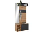 Garderobe In Grau/eichefarben
