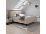 Boxbett Marbella 180x200cm Beige Mit Topper 180/200 cm Beige