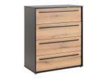 Kommode Adriano Schwarz/eichefarben , 80/94,8/41,2 cm , 4 Schublade(n)