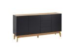 Sideboard Fosco Grau/eichefarben Mdf/echtholz 160/80/40 cm