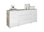 Sideboard Vera Betonoptik/weiss 150/67,9/39,5 cm 3 Schublade(n)
