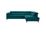 Ecksofa Emma Rechts Petrol Velours Petrol