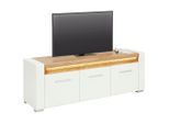 Tv-element In Weiss Hochglanz Weiss, Eichefarben 160/56/45 cm