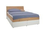 Stauraumbett In Weiss/eichefarben 120/200 cm Weiss, Eichefarben