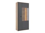 Vitrine Florenz Grau/eiche Artisan 90,2/202,0/38 cm ,