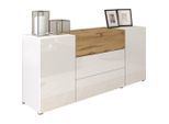 Sideboard Berlin 150 Weiss/eiche Wotan 150/68/38,5 cm 3 Schublade(n)