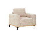 Sessel In Beige Metallfuss Schwarz Flachgewebe Beige