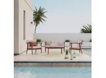 Gartenlounge Till In Holzfarben/weiss, 4-Teilig 130/75/71 cm