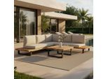 Gartenlounge Cristina Creme Echtholz/textil/metall 254/78/82 cm