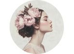 Metallbild Woman With Peony Flowers