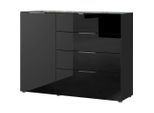 Sideboard Oakland In Schwarz 134/102/42 cm 4 Schublade(n)