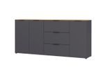 Sideboard California In Eichefarben/graphitfarben 192/98/40 cm 3 Schublade(n)