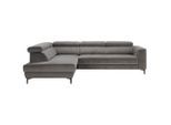 Wohnlandschaft Emma Links Grau Velours Grau