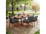 Gartentisch Kos In Akaziefarben/grau 150-200/75/90 cm Holz, Metall