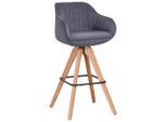 Barhocker In Grau/eichefarben Holz, Textil Grau, Eichefarben