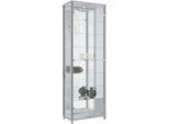 Vitrine FIF MÖBEL "OPTIMA", silber, B:58cm H:172cm T:33cm, Holzwerkstoff, Sicherheitsglas ESG, Schränke, Vitrine, Standvitrine/Glasvitrine 2x Glastür,perfekt für Sammler,Sammlervitrine