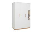 Kleiderschrank Luna White Weiss/eiche Ca. 131x194x55cm Weiss, Eiche Artisan