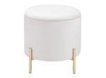 Hocker Mixo Weiss/gold Weiss Metall, Textil, Holzwerkstoff